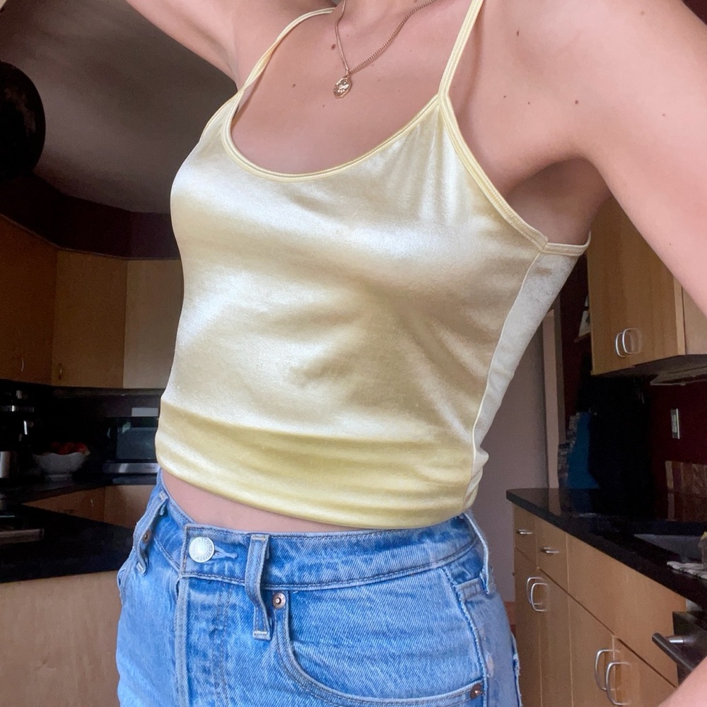 Silk yellow cami tank top